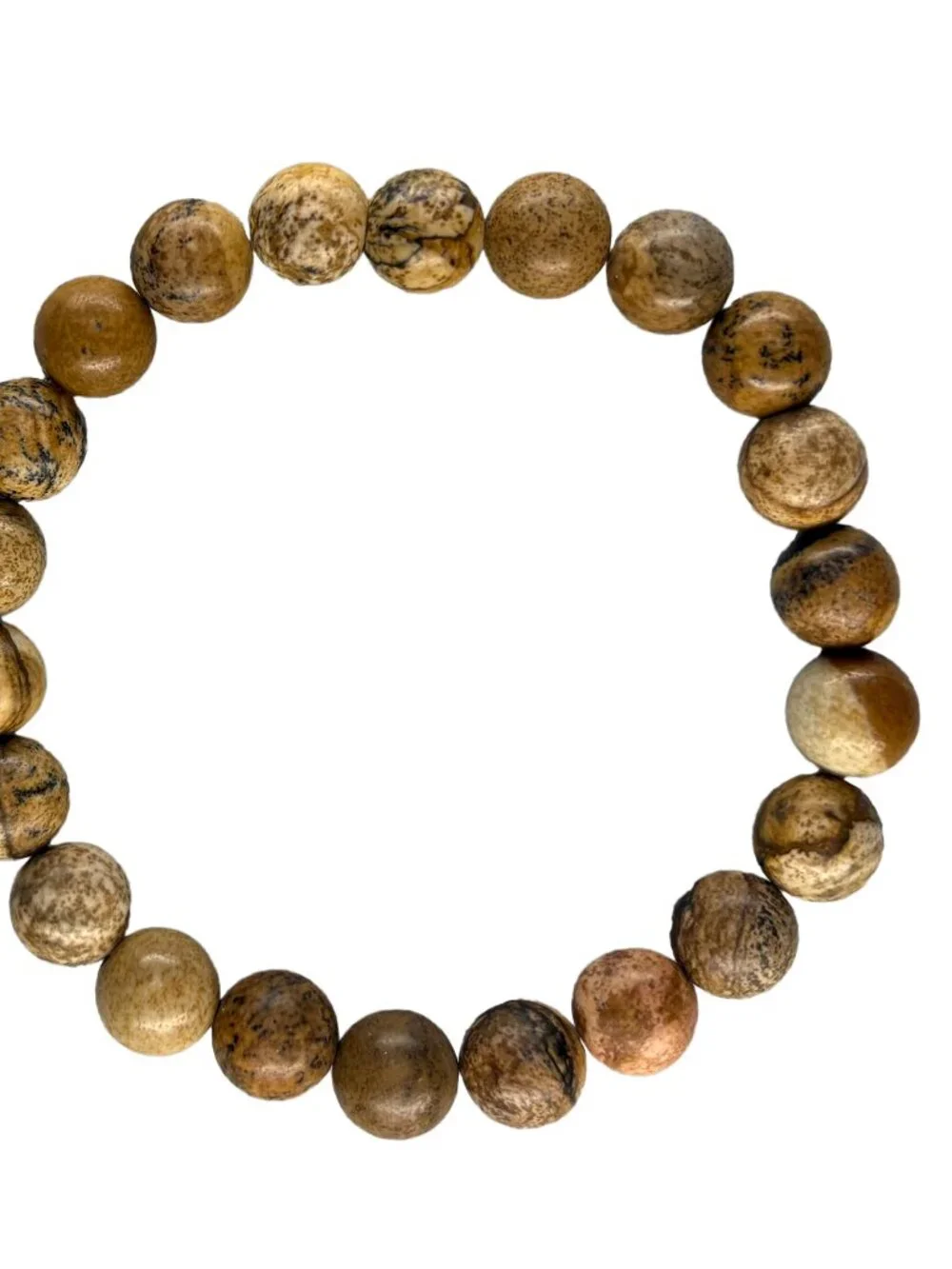 8mm Natural Yellow Picture Jasper Bead Bracelet Genuine Gemstone Custom Size